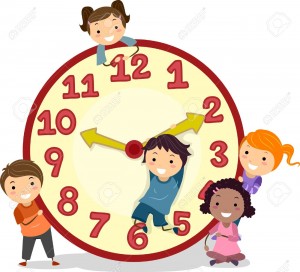 19109447-Illustration-de-Stickman-enfants-sur-une-grande-horloge-Banque-d'images