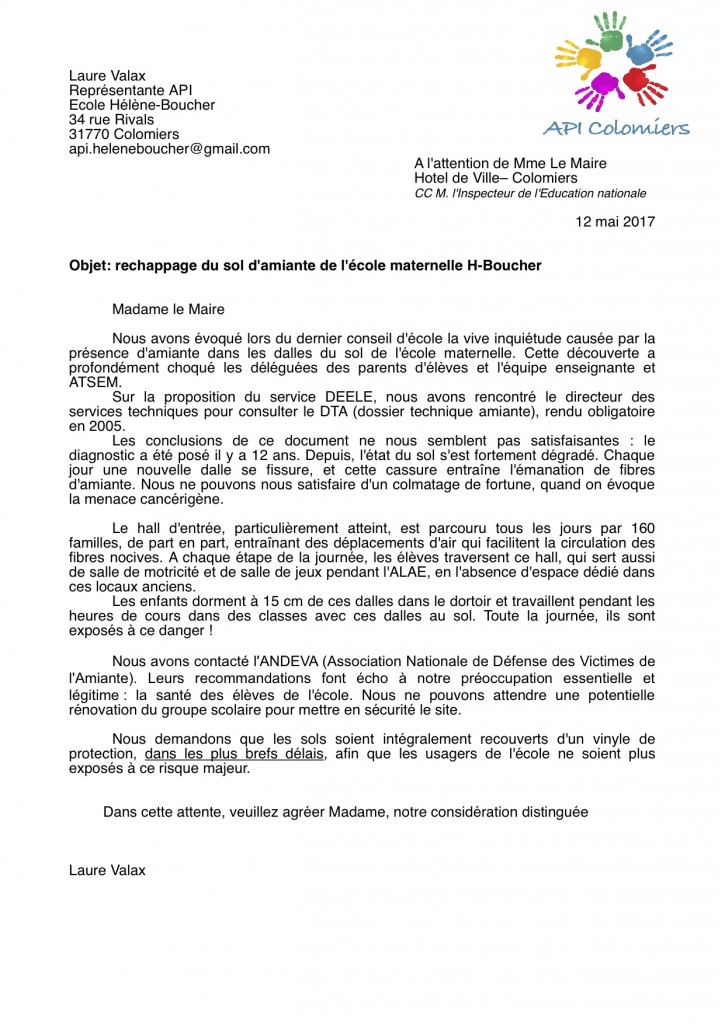 courrier amiante