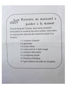 Fournitures CP verso