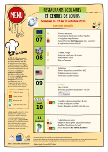 Menus Cantine Semaine du goût 2019